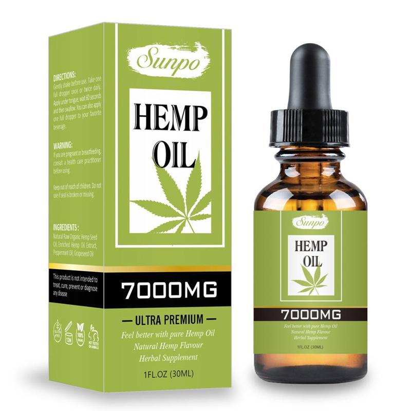 New Hemp Oil Natural Sleep Aid Anti Stress Hemp Extract Drops For Pain Anxiety & Stress Relief 7000mg CBD Essential Oil 30ml