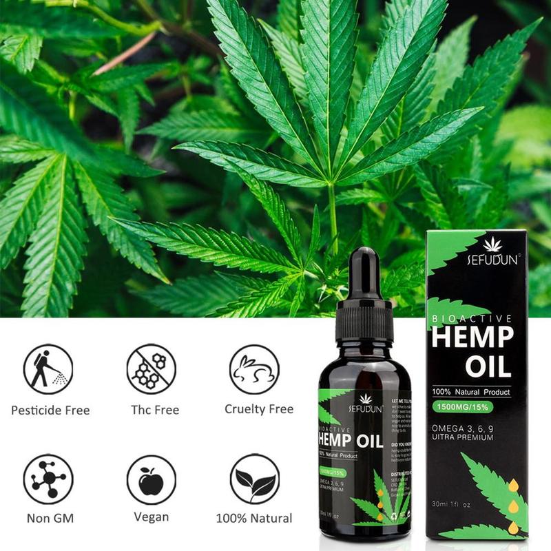 Organic Essential Oils 1500mg/15% Cbd Hemp Oil 100% Natural Bio-active Hemp Seed Drops Body Relieve Anxiety Stress help Sleep