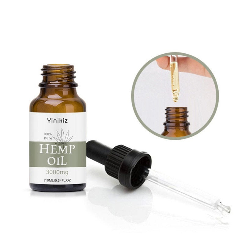 10ml Reduce Anxiety Body Massage Oil Organic Hemp CBD Oil 3000mg Bio-active Hemp Seeds Oil Extract Drop for Pain Relief