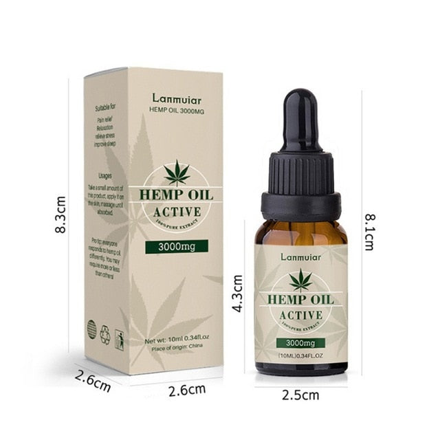 10ml Reduce Anxiety Body Massage Oil Organic Hemp CBD Oil 3000mg Bio-active Hemp Seeds Oil Extract Drop for Pain Relief