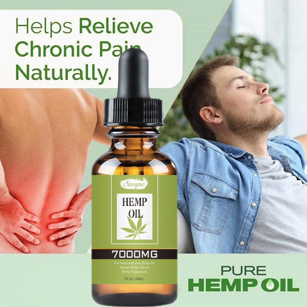 100% Hemp Oil Natural Sleep Aid Anti Stress Hemp Seeds Oil Extract Drops for Pain Anxiety & Stress Relief 7000mg Contains cbd